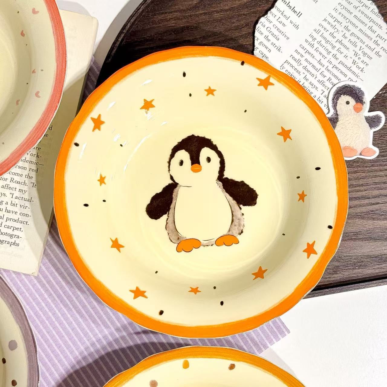 Children's plate with a penguin design in Canada