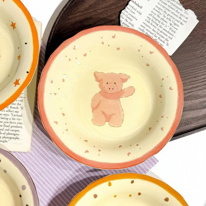 Children's ceramic plate with a pink bear design in Canada