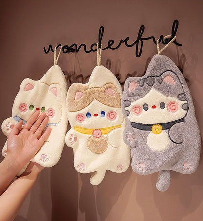 Kawaii Lucky Cat Hand Towels - Ultra-Soft & Super Absorbent | MeetU Home