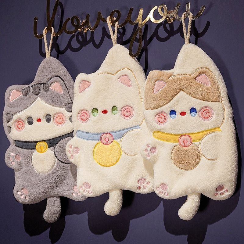 Kawaii Lucky Cat Hand Towels - Ultra-Soft & Super Absorbent | MeetU Home