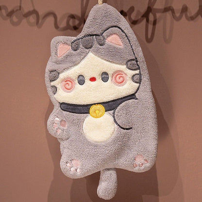 Kawaii Lucky Cat Hand Towels - Ultra-Soft & Super Absorbent | MeetU Home